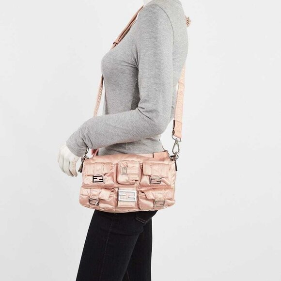 Fendi Baby Pink Nylon Convertible Multipocket Belt Baguette Bag 8BR808 - Picture 3 of 11